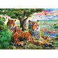 5D Diy Diamond Painting Kit Full Round Beads Tigers Family