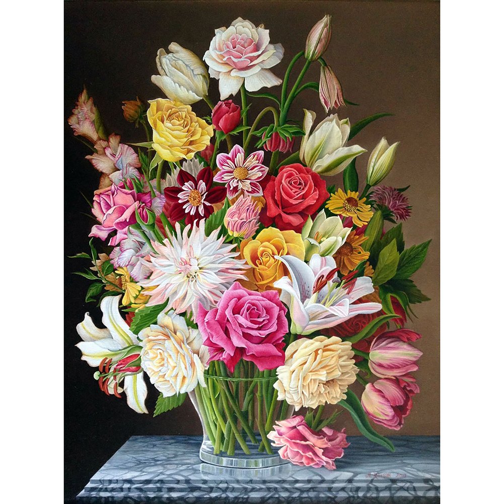 5D Diy Diamond Painting Kit Full Round Beads Blossom Flowers