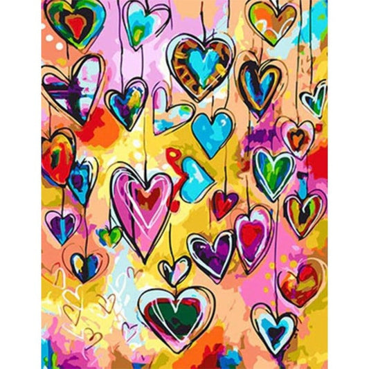 Love Heart Hand Painted Canvas Oil Art Picture Craft Home Wall Decor