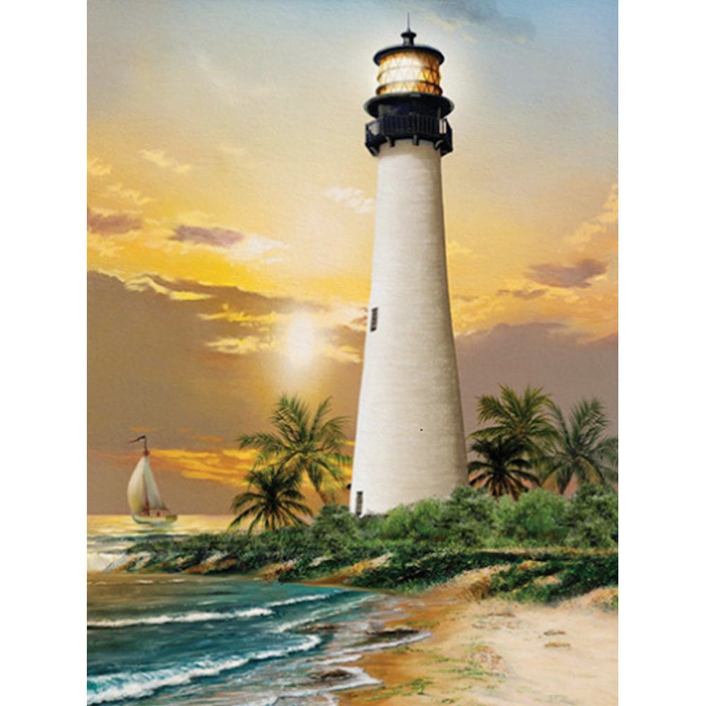 5D Diy Diamond Painting Kit Full Round Beads Lighthouse