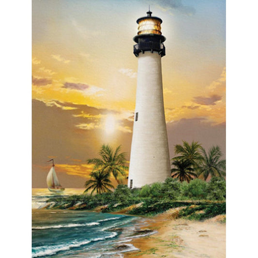 5D Diy Diamond Painting Kit Full Round Beads Lighthouse