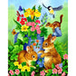 5D Diy Diamond Painting Kit Full Round Beads Flower and Rabbit