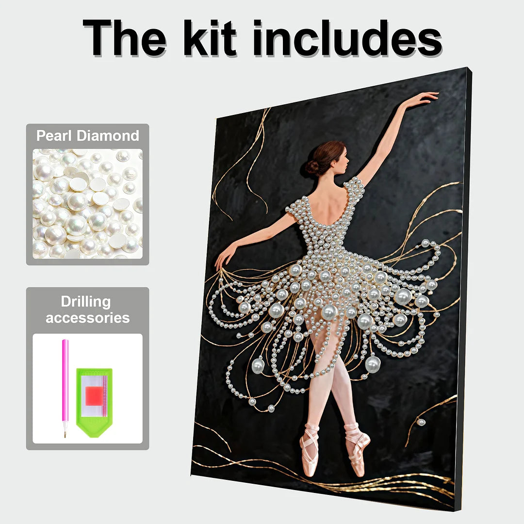 DIY Pearl Painting With Frame - Handmade Self-Adhesive Pearls - Girl (30*40cm) B