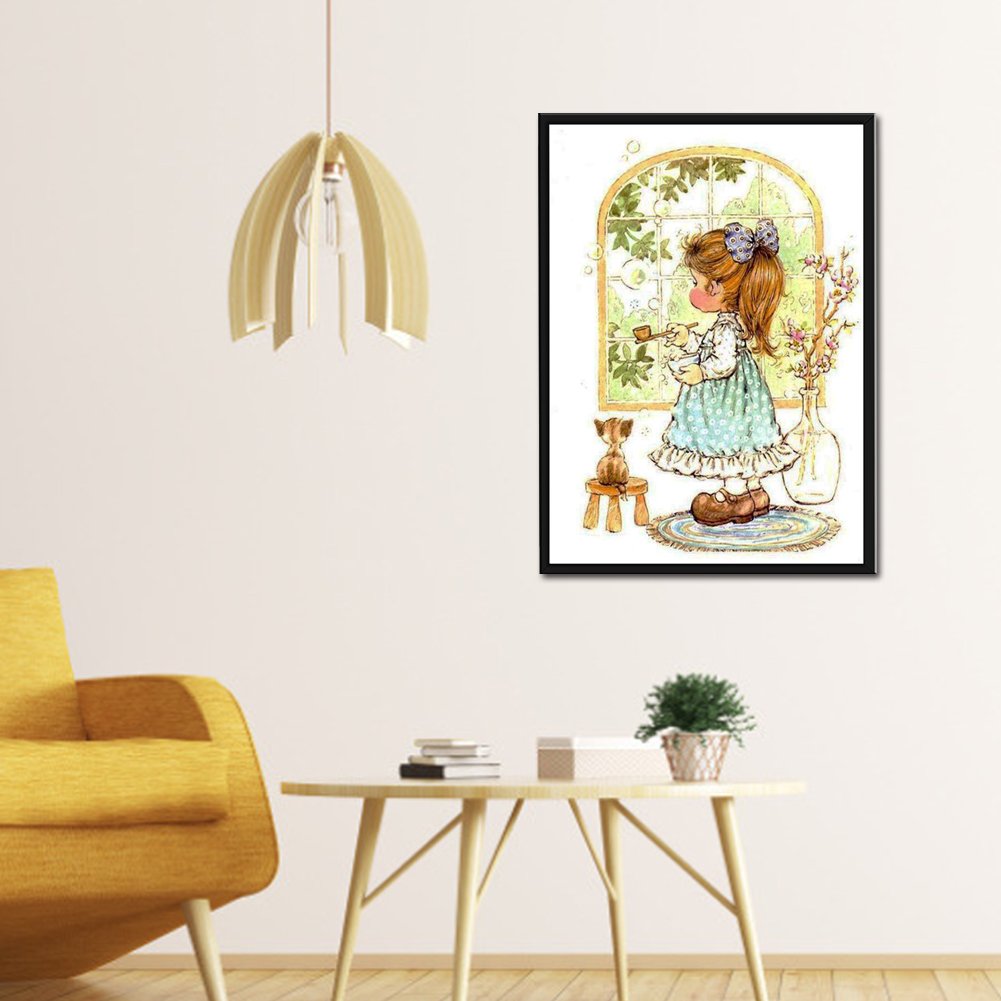 11ct Stamped Cross Stitch - Cute Little Girl(30*53cm)