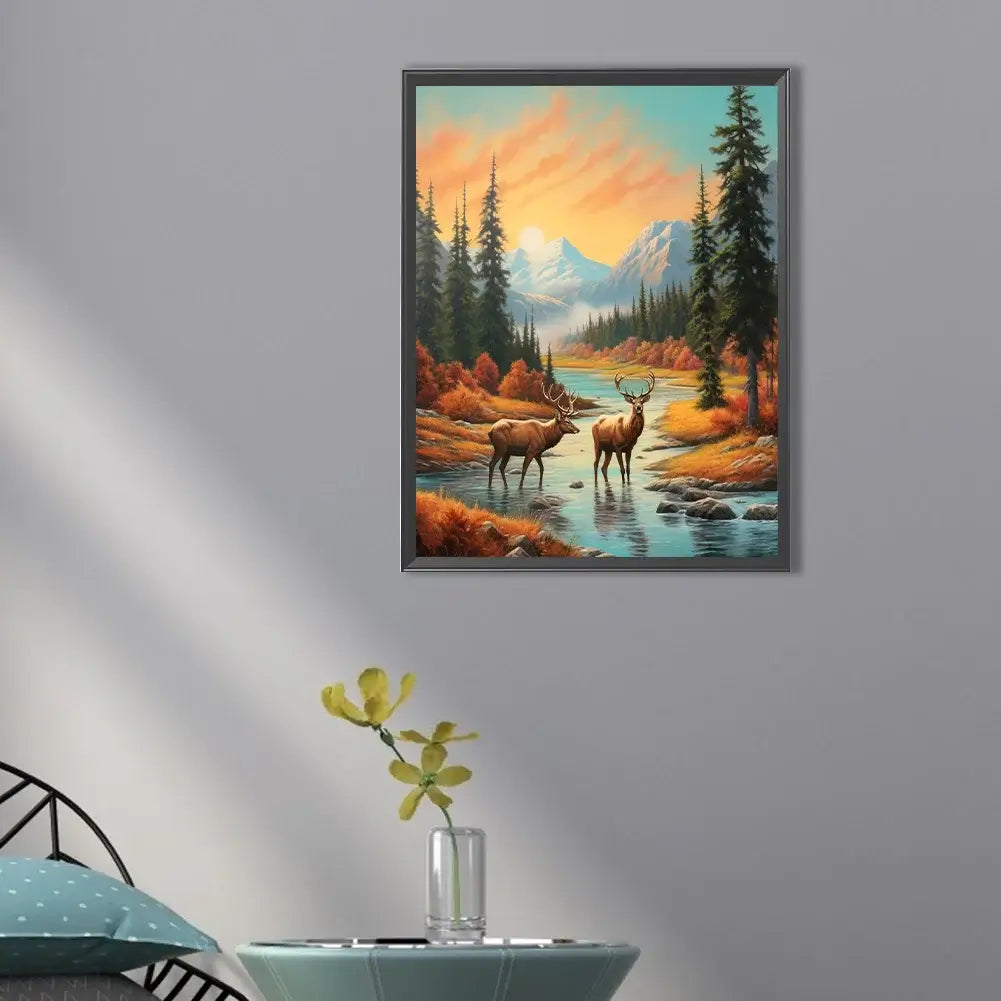 Deers & Stream Diamond Painting