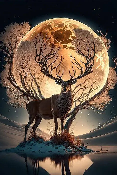 5D DIY Diamond Painting - Full Round / Square - Deer Under Moon