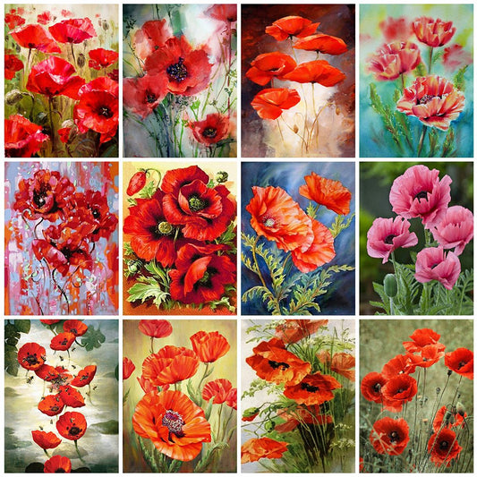 Diamond Paintings Art Full Drill Poppy Flower