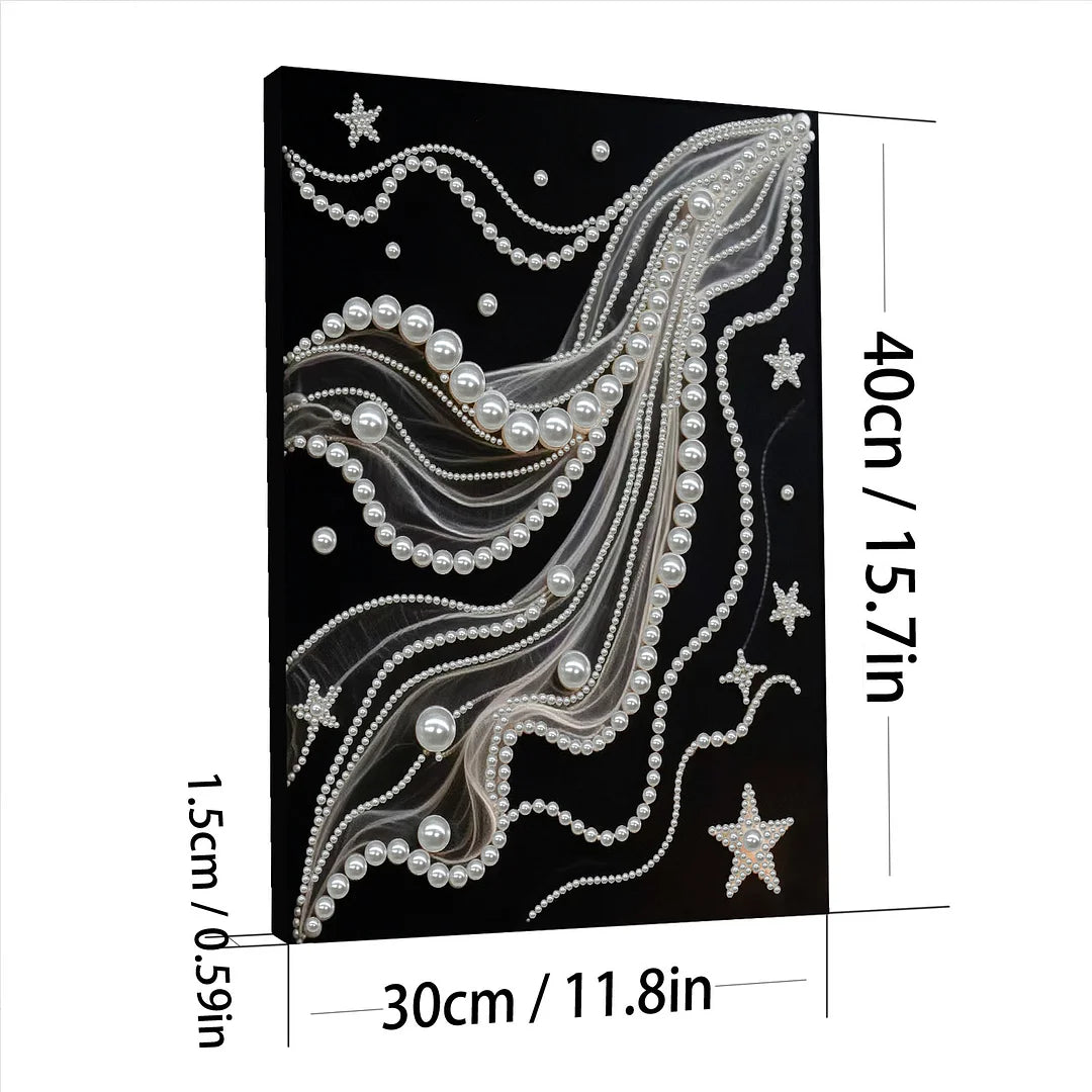 DIY Pearl Painting With Frame - Handmade Self-Adhesive Pearls - Starry Silk (30*40cm) A