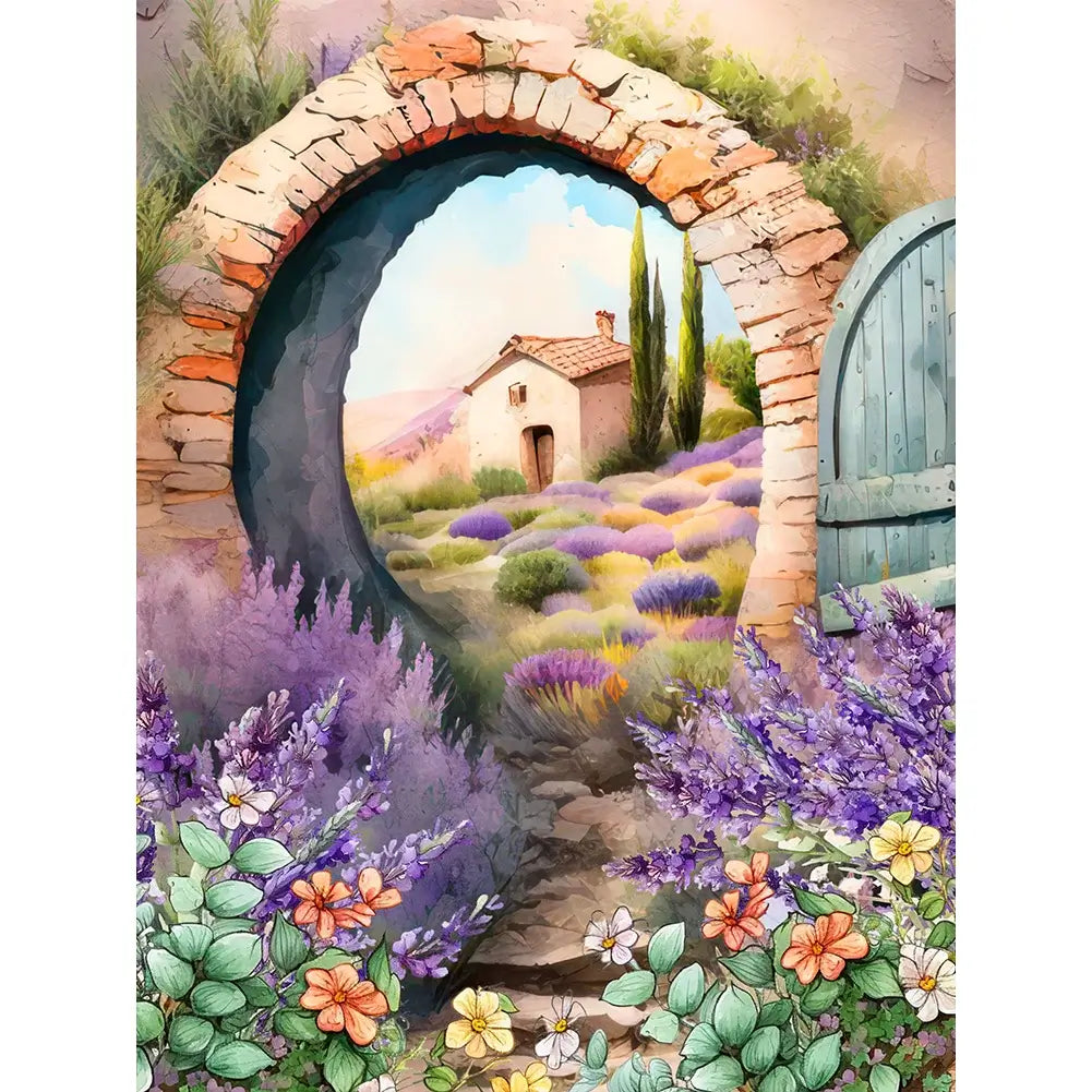 Diamond Painting - Full Round / Square - Purple Lavender Cabin