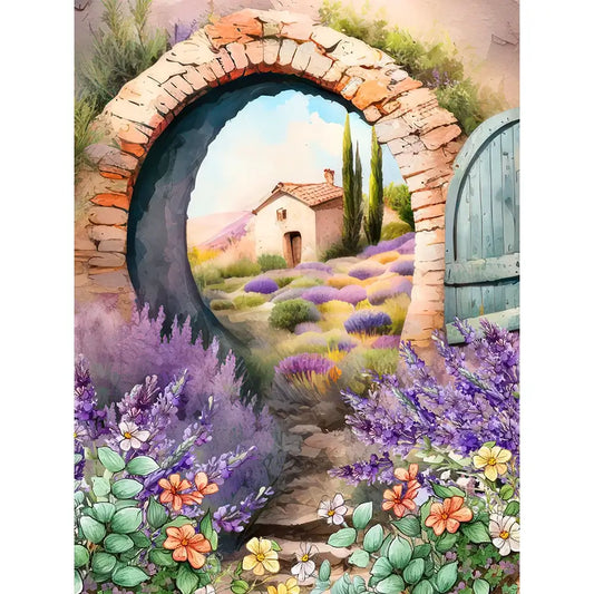 Diamond Painting - Full Round / Square - Purple Lavender Cabin