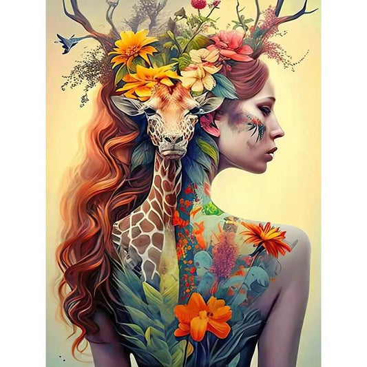 diamond art kit tattoo girl and giraffe