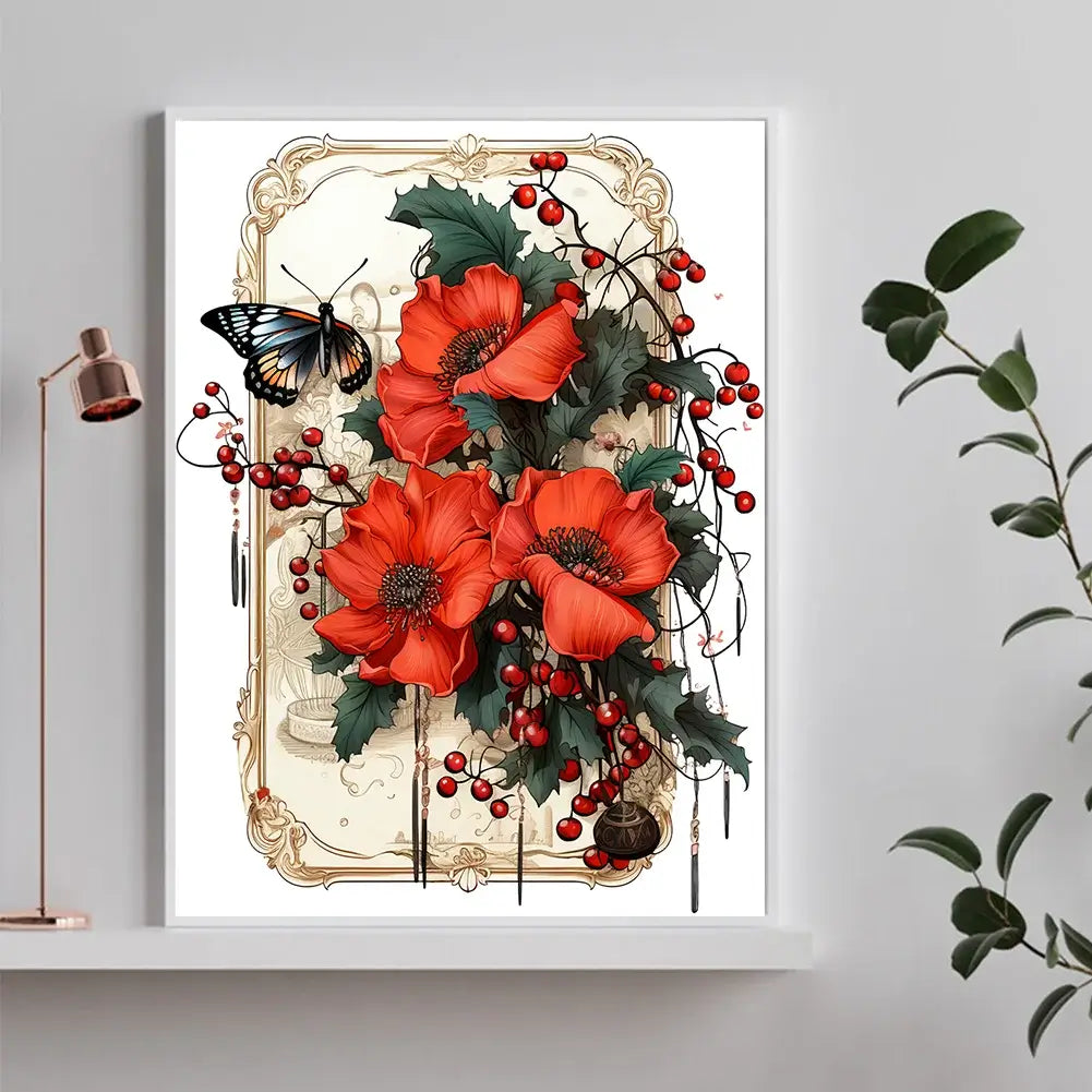 Vintage Saffron Butterfly Diamond Painting