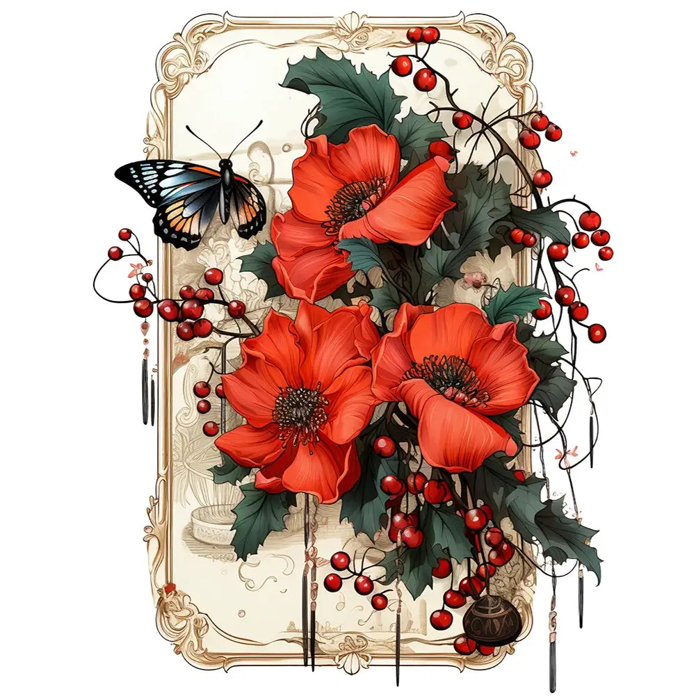 5D DIY Diamond Painting - Full Round / Square - Vintage Saffron Butterfly B