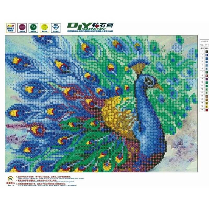 peacock diamond dots for adults canvas size