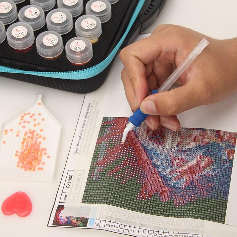 60 Bottles of Diamond Painting Beads Storage Suitcase With Butterfly Pattern