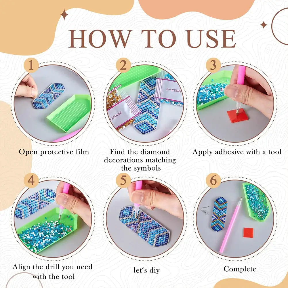DIY Mandala Diamond Painting Earrings DIY Steps