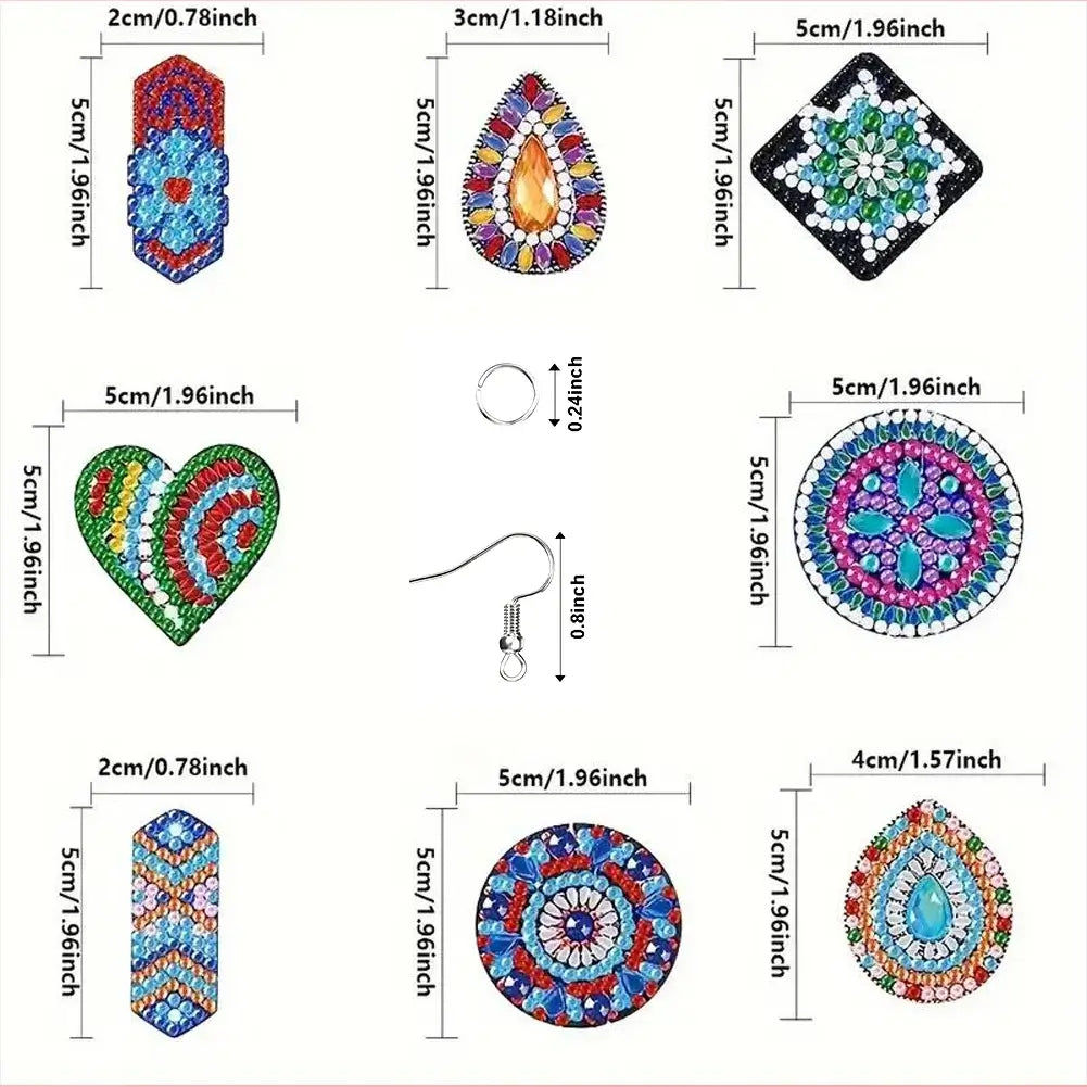 DIY Mandala Diamond Painting Earrings Size