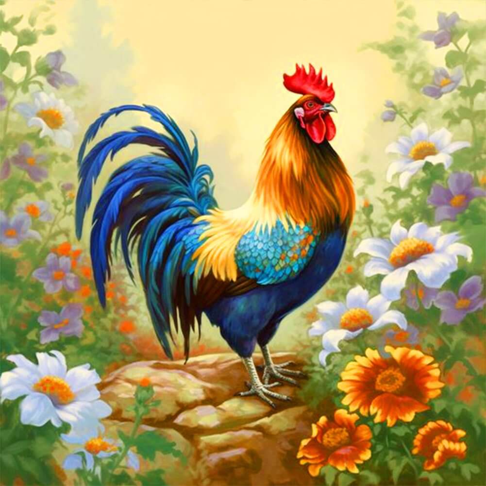diamond painting full drill flower cock