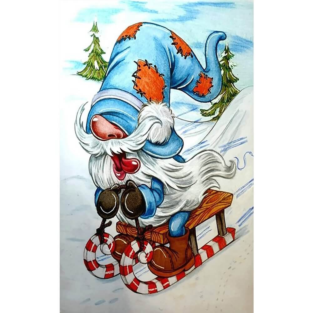 DIY Diamond Painting - Full Round / Square - Skiing Gnome (30*50cm)