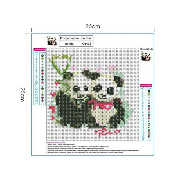 The panda couple diamond painting canvas size