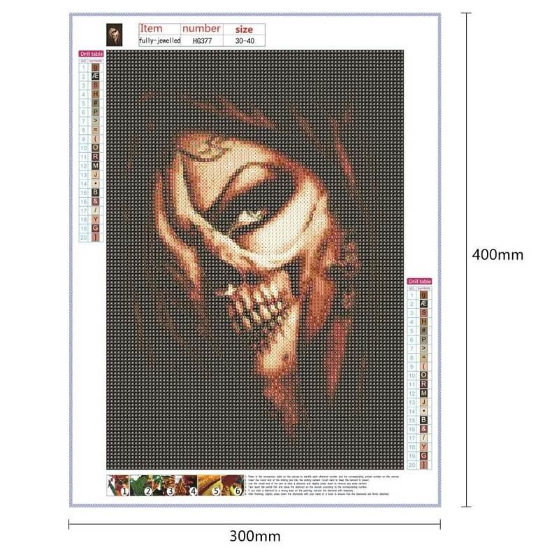 5D Diy Diamond Painting Kit Full Round Beads Skull Hand Face