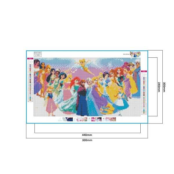 Disney princess group photo diamond painting kits canvas size