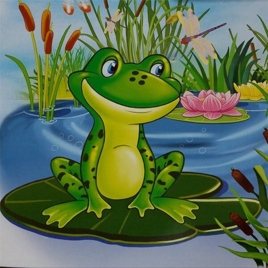 diamond painting kit green frog on lotus leaf