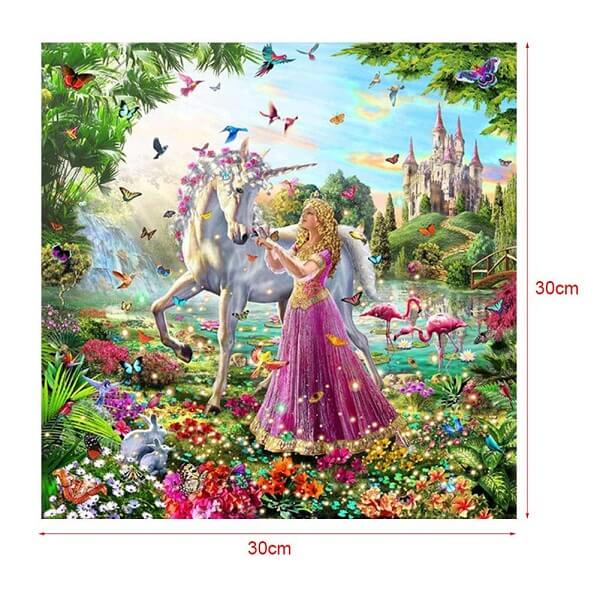 Princess and White Horse Diamond Painting Kits Canvas Size