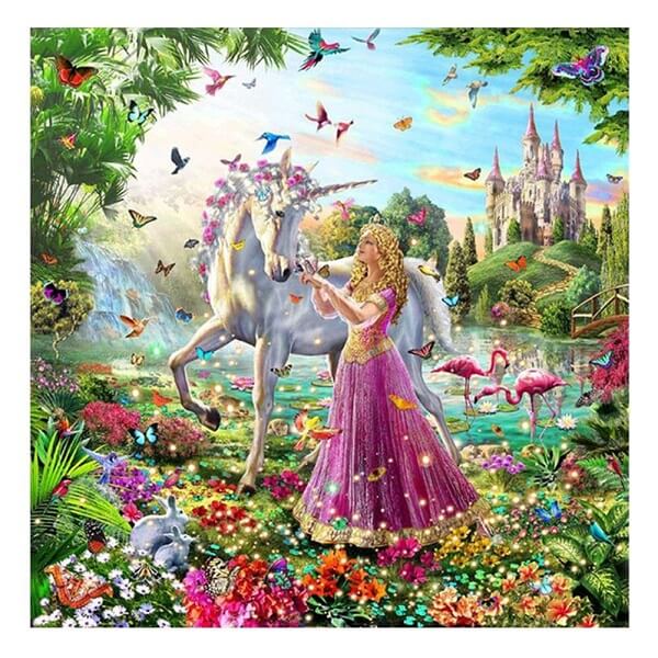 Diamond Painting Kit Partial Round Drill Princess and White Horse