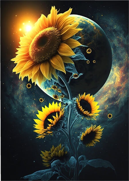 Space Sunflower Diamond Painting