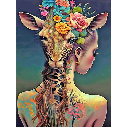 diamond painting kit tattoo girl and leapord