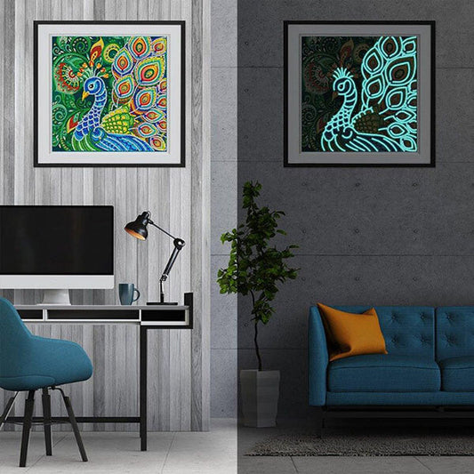 diamond painting kits luminous peacock