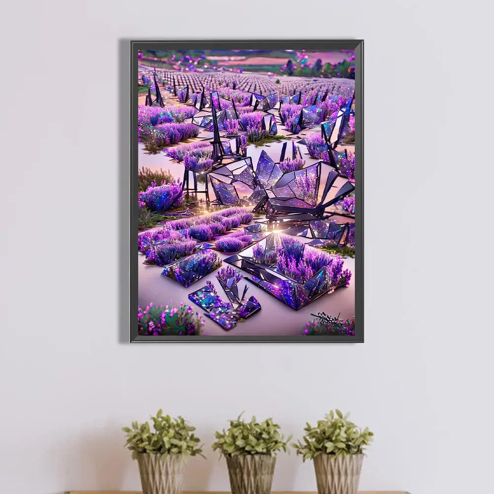 diamond painting purple glass mirror lavender