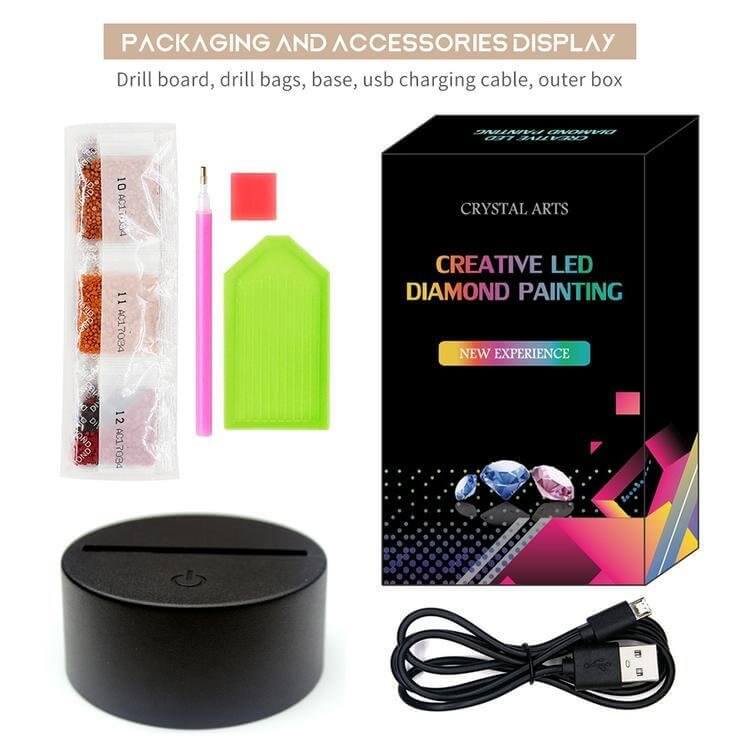 diamond painting led light ornament package