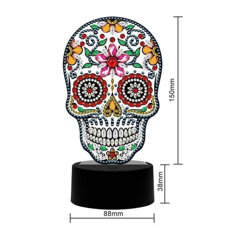 DIY Skull Diamond Painting Led Table Lamp Ornament Size