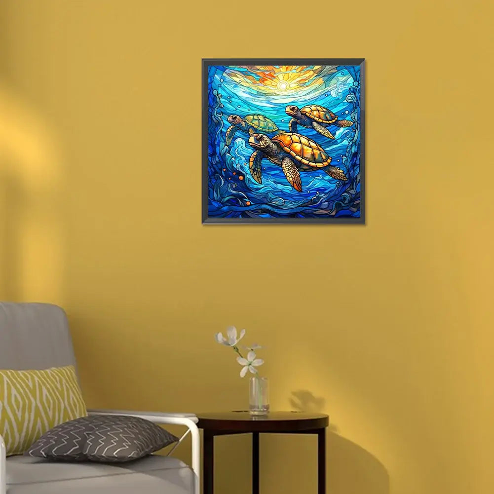 diamond painting stained glass turtle kit