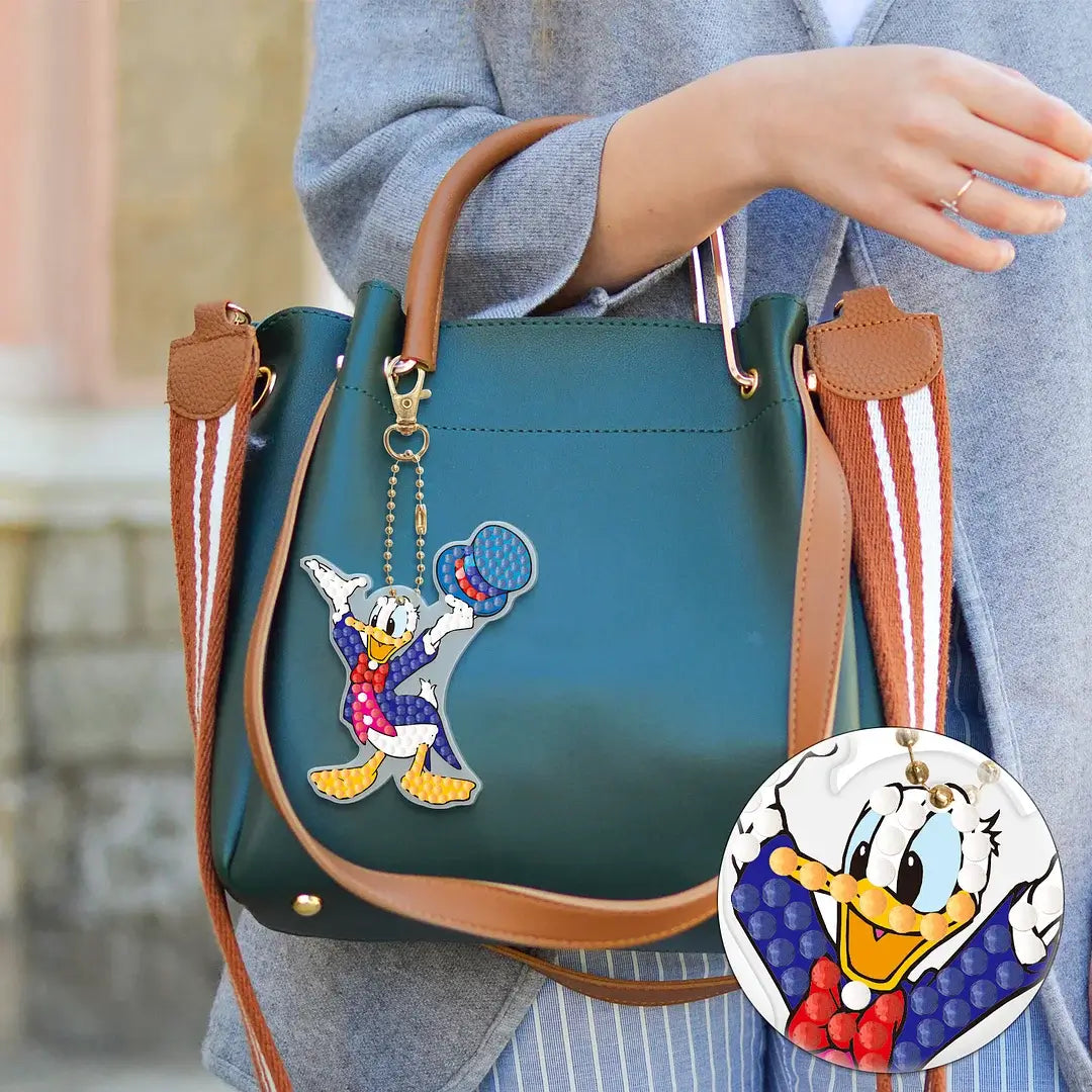 8pcs DIY Mickey Mouse Clubhouse Diamond Painting Bag Pendants
