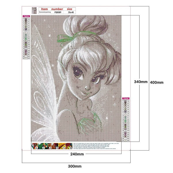 canvas size of Disney princess full round drill diamonds painting kit 