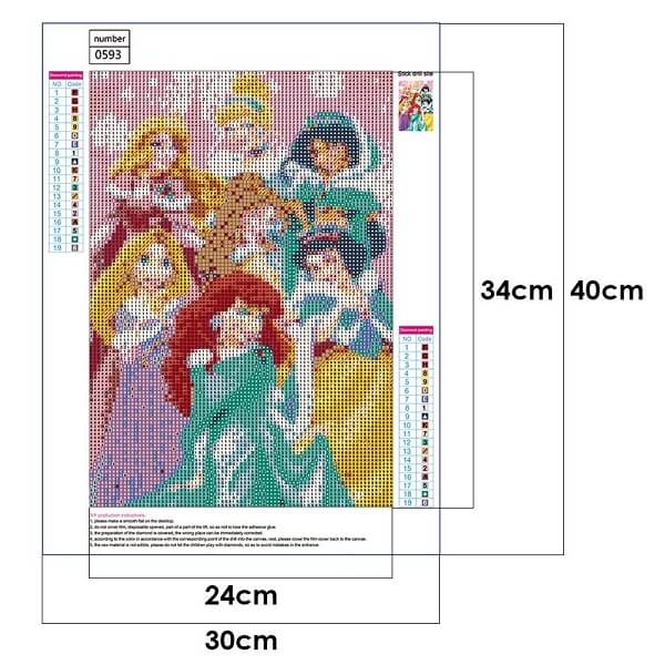 seven Disney princess ensemble diamond painting canvas size