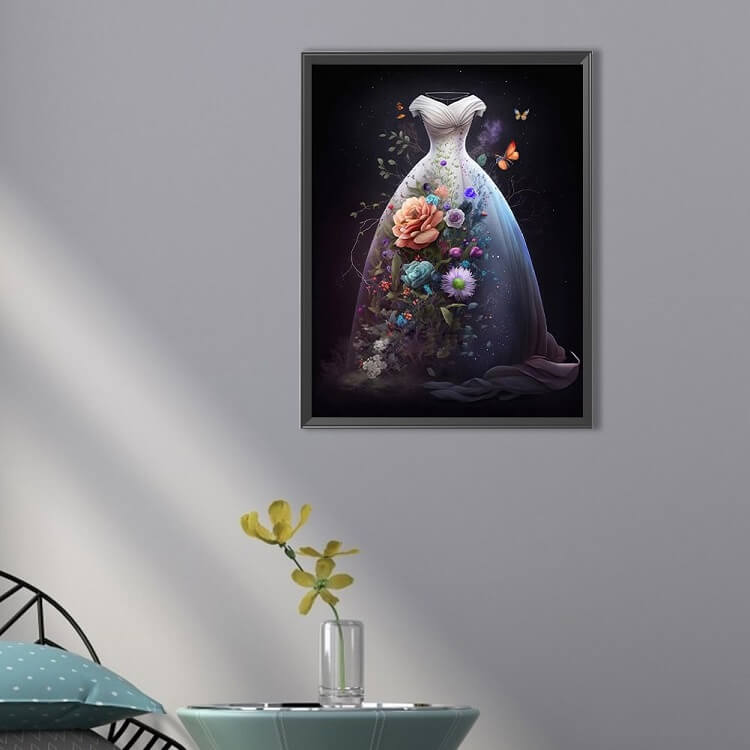 diy 5d flower wedding dress diamond painting kit