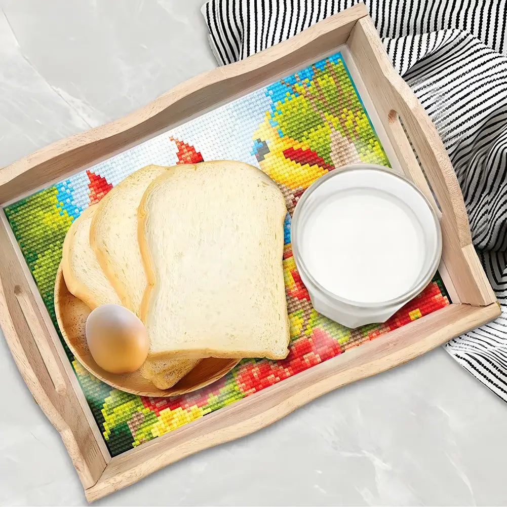diy birds diamond painting decor wooden food tray kit