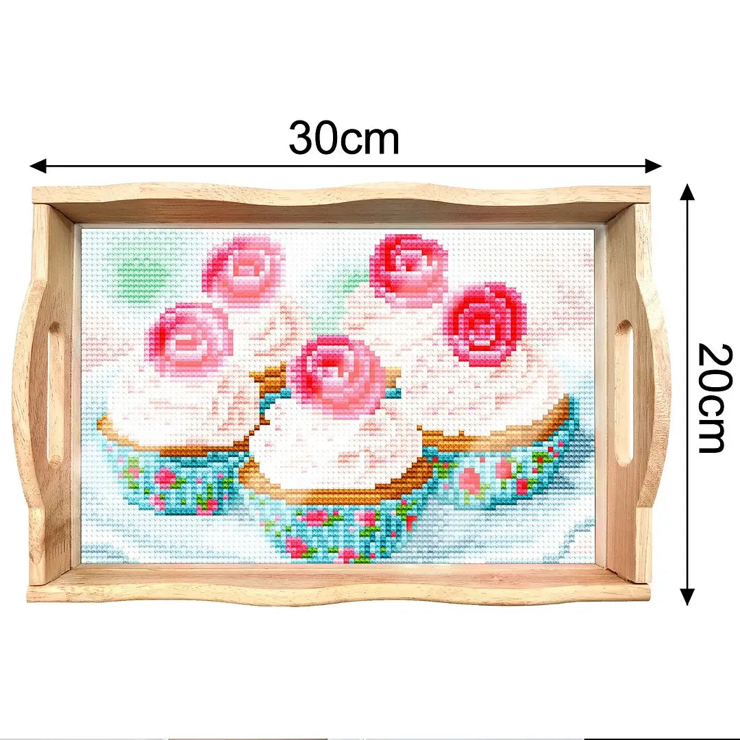 DIY Cakes Diamond Painting Decor Wooden Food Serving Tray Size