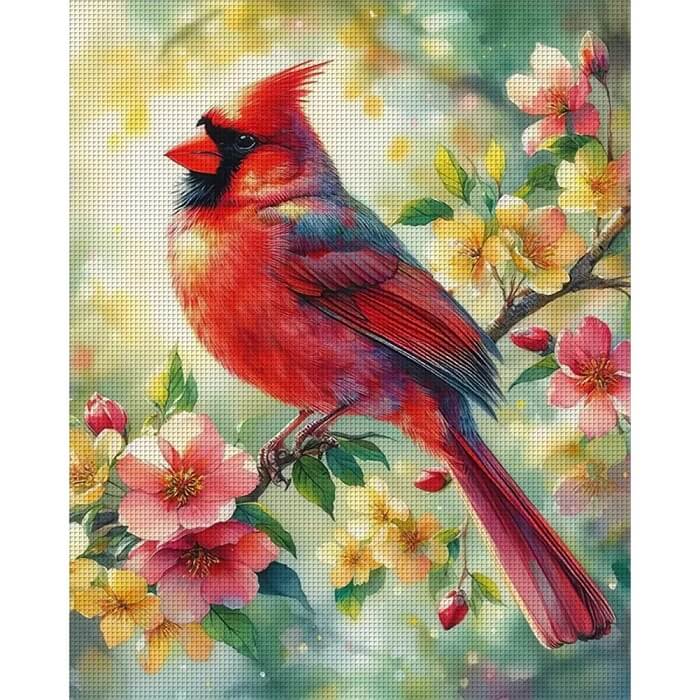 Cardinal On Branch 11ct Stamped Cross Stitch Kit