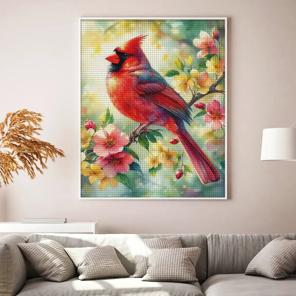 Cardinal On Branch 11ct Stamped Cross Stitch