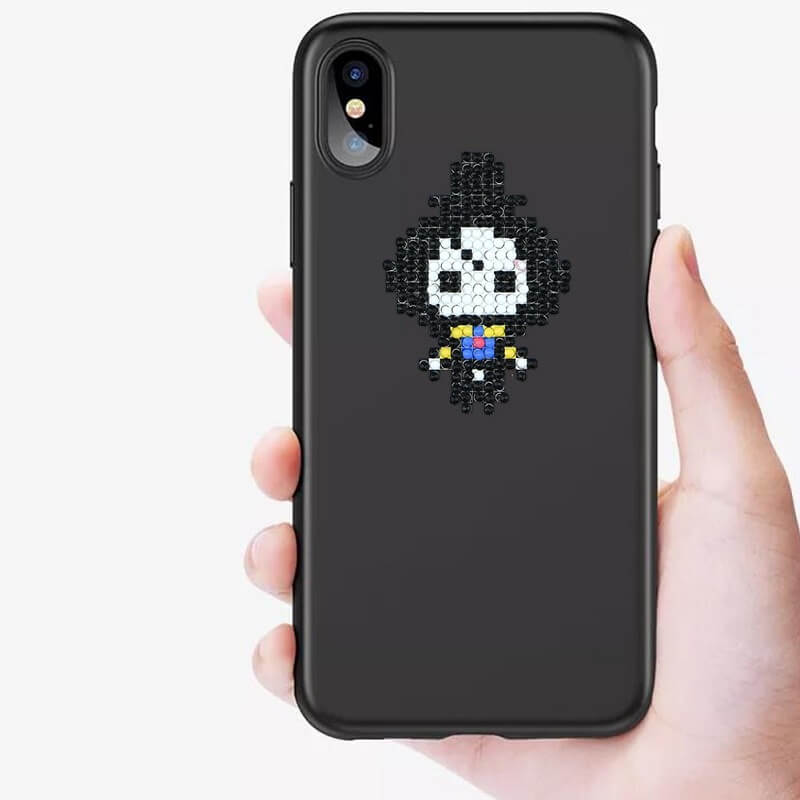 Cartoon Figure Diamond Painting Sticker on black mobile phone