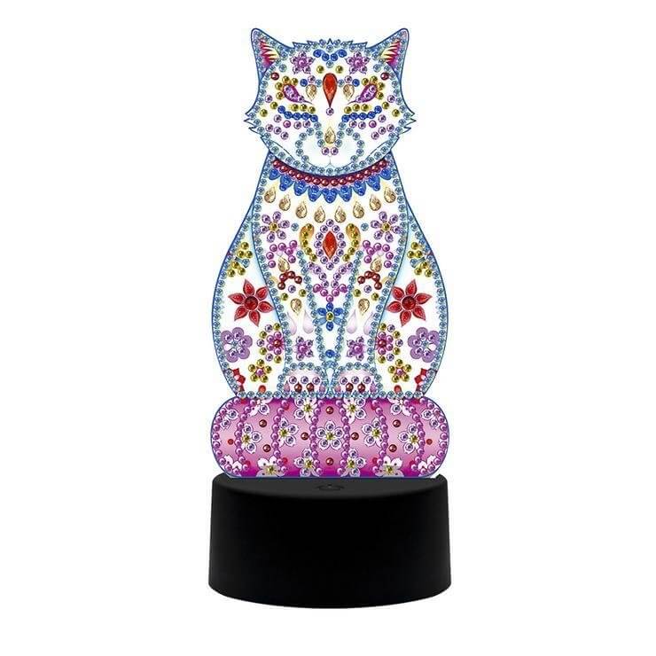 DIY Cat Diamond Painting Led Table Lamp Ornament Kit