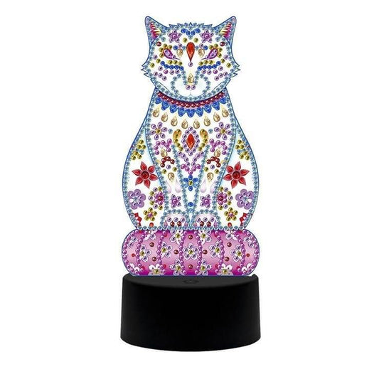 DIY Cat Diamond Painting Led Table Lamp Ornament Kit