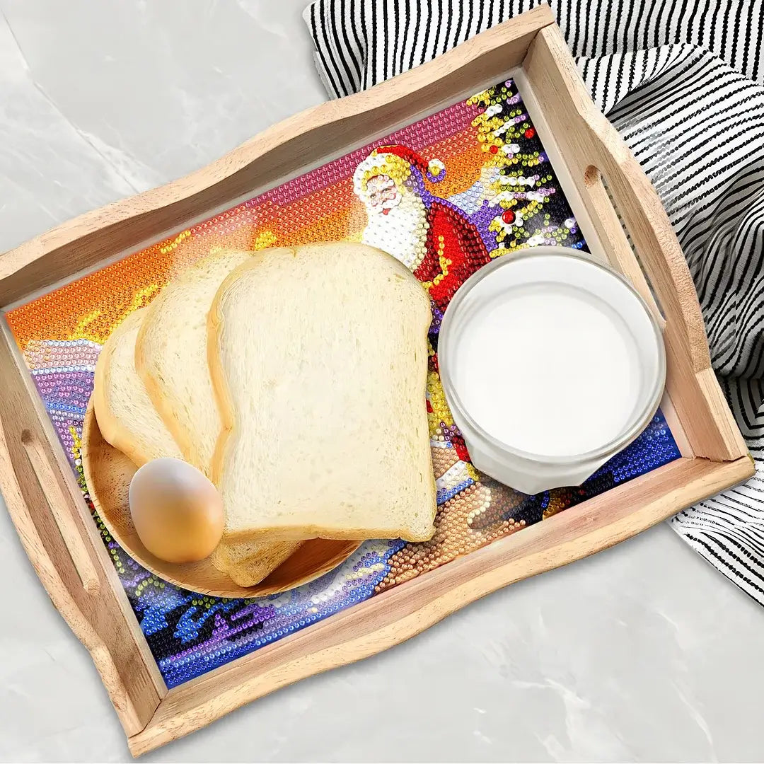 Christmas Diamond Painting Decor Wooden Food Serving Tray