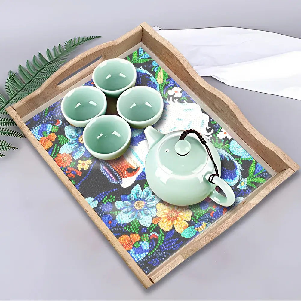 DIY Diamond Painting Decor Wooden Food Tray - Cow