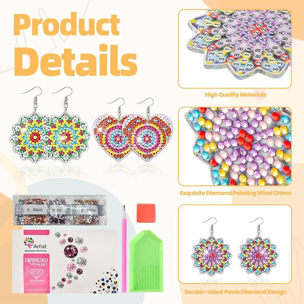 Mandala 8 Pairs DIY Diamond Painting Earrings Details